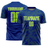 Custom Royal Neon Green-White Curve Lines Sublimation Soccer Uniform Jersey