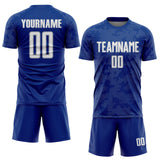 Custom Royal White-Gray Curve Lines Sublimation Soccer Uniform Jersey