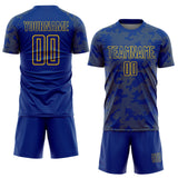 Custom Royal-Yellow Curve Lines Sublimation Soccer Uniform Jersey
