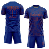 Custom Royal-Orange Curve Lines Sublimation Soccer Uniform Jersey