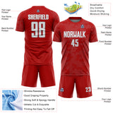Custom Red White-Gray Curve Lines Sublimation Soccer Uniform Jersey