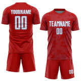 Custom Red White-Light Blue Curve Lines Sublimation Soccer Uniform Jersey
