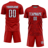 Custom Red White-Navy Curve Lines Sublimation Soccer Uniform Jersey