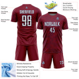 Custom Crimson White-Navy Curve Lines Sublimation Soccer Uniform Jersey
