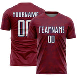 Custom Crimson White-Navy Curve Lines Sublimation Soccer Uniform Jersey