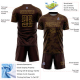 Custom Brown-Old Gold Curve Lines Sublimation Soccer Uniform Jersey