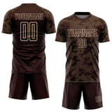 Custom Brown-Cream Curve Lines Sublimation Soccer Uniform Jersey
