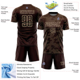 Custom Brown-Cream Curve Lines Sublimation Soccer Uniform Jersey
