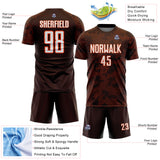 Custom Brown White-Orange Curve Lines Sublimation Soccer Uniform Jersey
