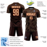 Custom Brown Cream-Orange Curve Lines Sublimation Soccer Uniform Jersey