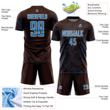 Custom Brown Powder Blue-Cream Curve Lines Sublimation Soccer Uniform Jersey