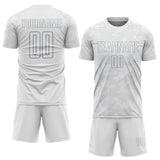 Custom White-Gray Curve Lines Sublimation Soccer Uniform Jersey