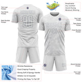 Custom White-Gray Curve Lines Sublimation Soccer Uniform Jersey