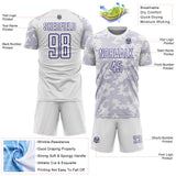Custom White-Dark Purple Curve Lines Sublimation Soccer Uniform Jersey