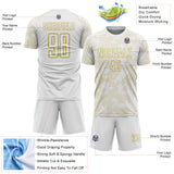 Custom White-Old Gold Curve Lines Sublimation Soccer Uniform Jersey