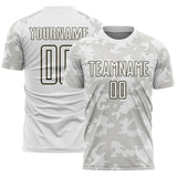 Custom White-Olive Curve Lines Sublimation Soccer Uniform Jersey
