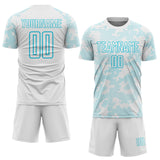 Custom White-Lakes Blue Curve Lines Sublimation Soccer Uniform Jersey