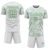 Custom White-Grass Green Curve Lines Sublimation Soccer Uniform Jersey