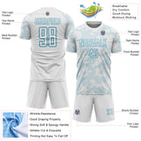 Custom White-Panther Blue Curve Lines Sublimation Soccer Uniform Jersey