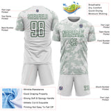 Custom White-Green Curve Lines Sublimation Soccer Uniform Jersey