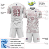 Custom White-Burgundy Curve Lines Sublimation Soccer Uniform Jersey