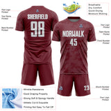 Custom Burgundy White-Gray Curve Lines Sublimation Soccer Uniform Jersey