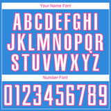 Custom Powder Blue White-Pink Curve Lines Sublimation Soccer Uniform Jersey