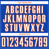 Custom Thunder Blue White-Orange Curve Lines Sublimation Soccer Uniform Jersey