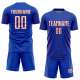 Custom Thunder Blue White-Red Curve Lines Sublimation Soccer Uniform Jersey