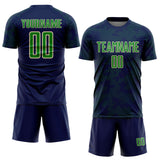 Custom Navy Grass Green-Cream Curve Lines Sublimation Soccer Uniform Jersey