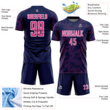 Custom Navy Pink-White Curve Lines Sublimation Soccer Uniform Jersey