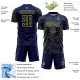Custom Navy-Neon Yellow Curve Lines Sublimation Soccer Uniform Jersey