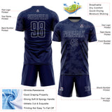 Custom Navy-Gray Curve Lines Sublimation Soccer Uniform Jersey