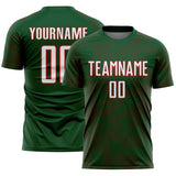 Custom Green White-Red Curve Lines Sublimation Soccer Uniform Jersey