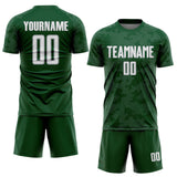 Custom Green White-Gray Curve Lines Sublimation Soccer Uniform Jersey