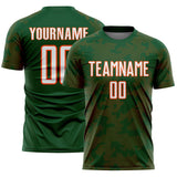 Custom Green White-Orange Curve Lines Sublimation Soccer Uniform Jersey