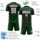 Custom Green White-Pink Curve Lines Sublimation Soccer Uniform Jersey