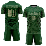 Custom Green-Cream Curve Lines Sublimation Soccer Uniform Jersey