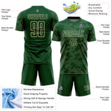 Custom Green-Cream Curve Lines Sublimation Soccer Uniform Jersey