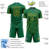 Custom Kelly Green-Gold Curve Lines Sublimation Soccer Uniform Jersey