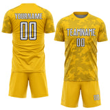 Custom Yellow White-Navy Curve Lines Sublimation Soccer Uniform Jersey