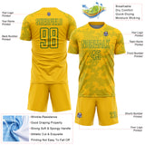 Custom Yellow-Kelly Green Curve Lines Sublimation Soccer Uniform Jersey