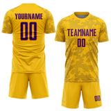 Custom Yellow Dark Purple-Orange Curve Lines Sublimation Soccer Uniform Jersey