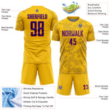 Custom Yellow Dark Purple-Orange Curve Lines Sublimation Soccer Uniform Jersey