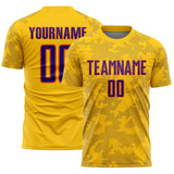 Custom Yellow Dark Purple-Orange Curve Lines Sublimation Soccer Uniform Jersey