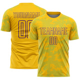 Custom Yellow Lakes Blue-Purple Curve Lines Sublimation Soccer Uniform Jersey