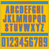 Custom Yellow Powder Blue-Orange Curve Lines Sublimation Soccer Uniform Jersey
