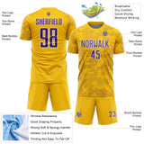 Custom Yellow Purple-White Curve Lines Sublimation Soccer Uniform Jersey