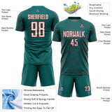 Custom Teal White-Red Curve Lines Sublimation Soccer Uniform Jersey