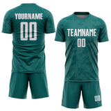 Custom Teal White-Gray Curve Lines Sublimation Soccer Uniform Jersey